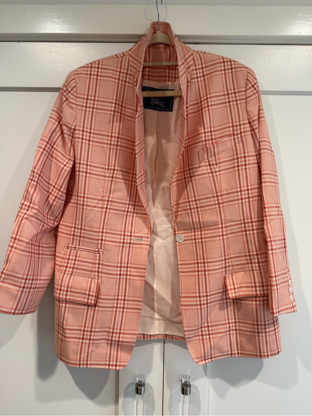 Burberry Pink Plaid Blazer Jacket